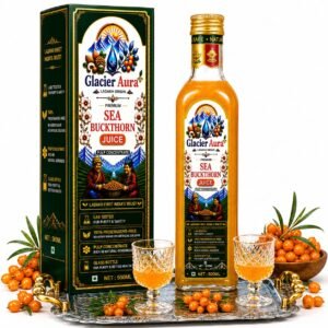 GlacierAura+ Himalayan Sea Buckthorn Pulp Concentrate Juice | Proudly From a J&K-Based Company • Sourced From Ladakh | 500 ML Premium Glass Bottle | 100% Preservative Free | No Added Xanthan Gum | No Artificial Flavours & Colours | Lab Tested for Quality & Safety